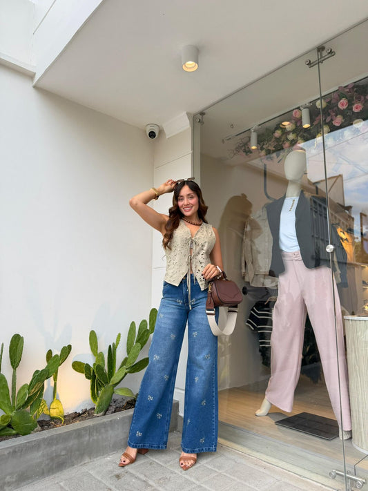 JEANS WIDE LEG FLORECER